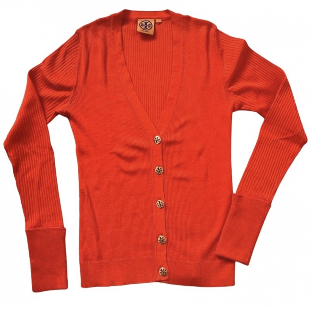 Tory Burch cardigan orange cardigan with gold buttons